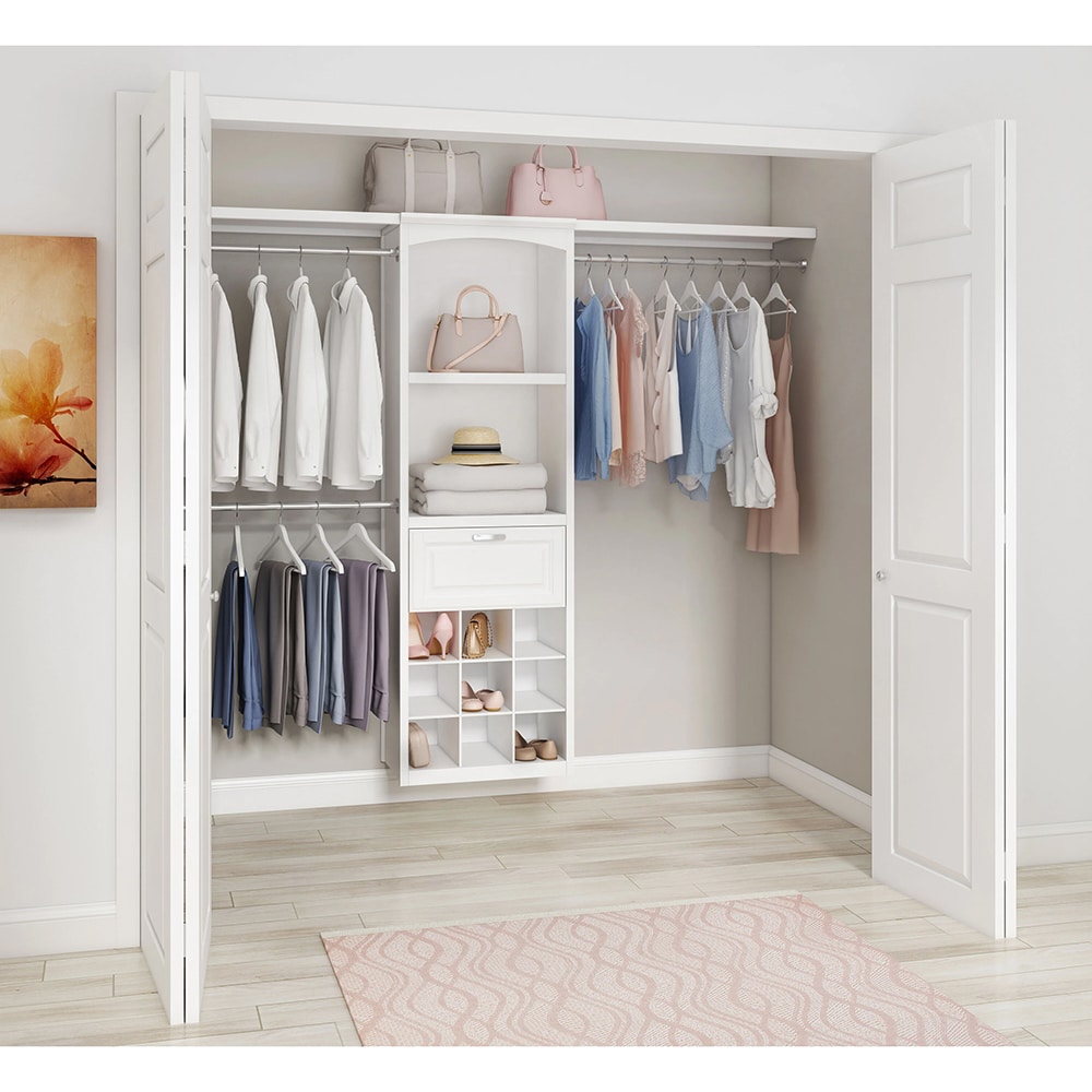 Expandable Linen Closet Organizer Kit, White - 4 Shelves