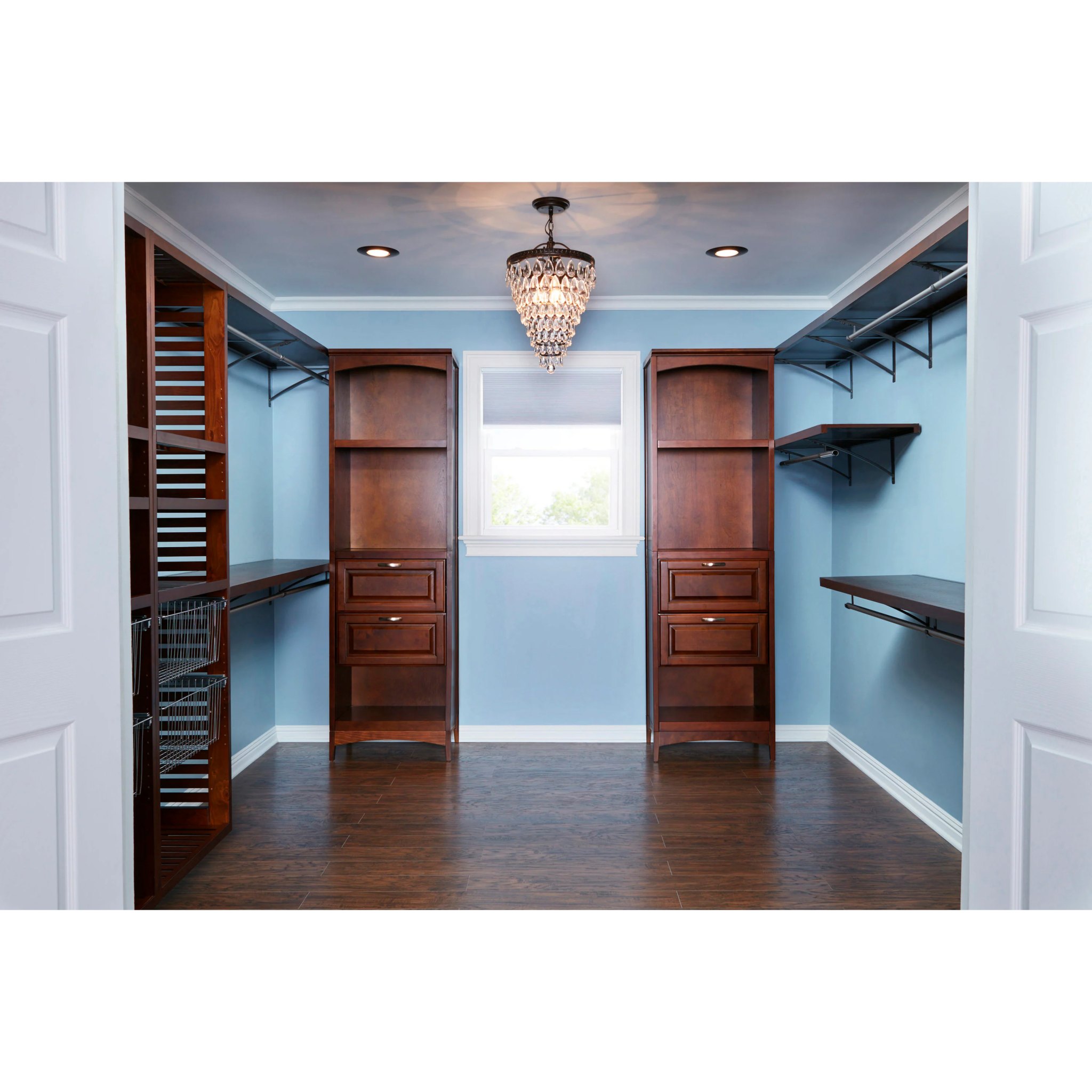 allen + roth Hartford 2-ft to 8-ft W x 6.83-ft H Java Solid Shelving Wood  Closet System in the Wood Closet Kits department at