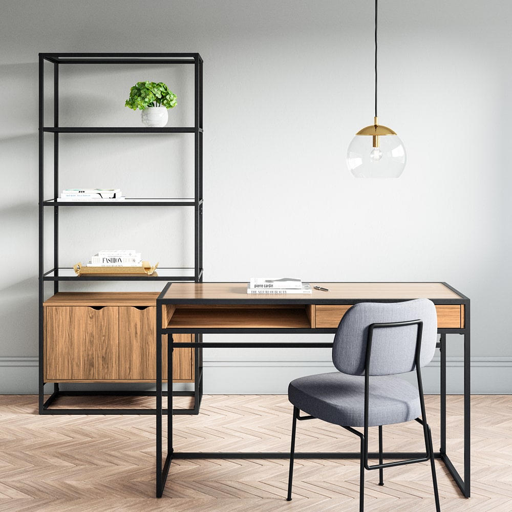 72in Glass | Natural Ada With Bookshelf Whalen Furniture