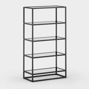 249-14-6299-58.25in-5-Shelf-Ada-Bookshelf-with-Glass-Shelves-and-Metal-Frame-Silo-1