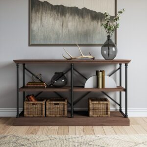 Conway Wood L Shaped Writing Desk with Storage Gray - Threshold