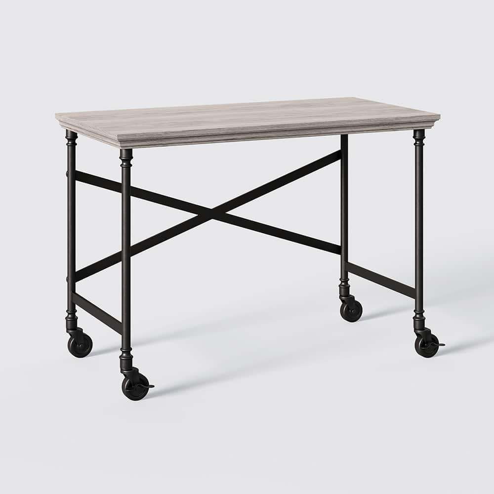 Conway Wood L Shaped Writing Desk with Storage Gray - Threshold