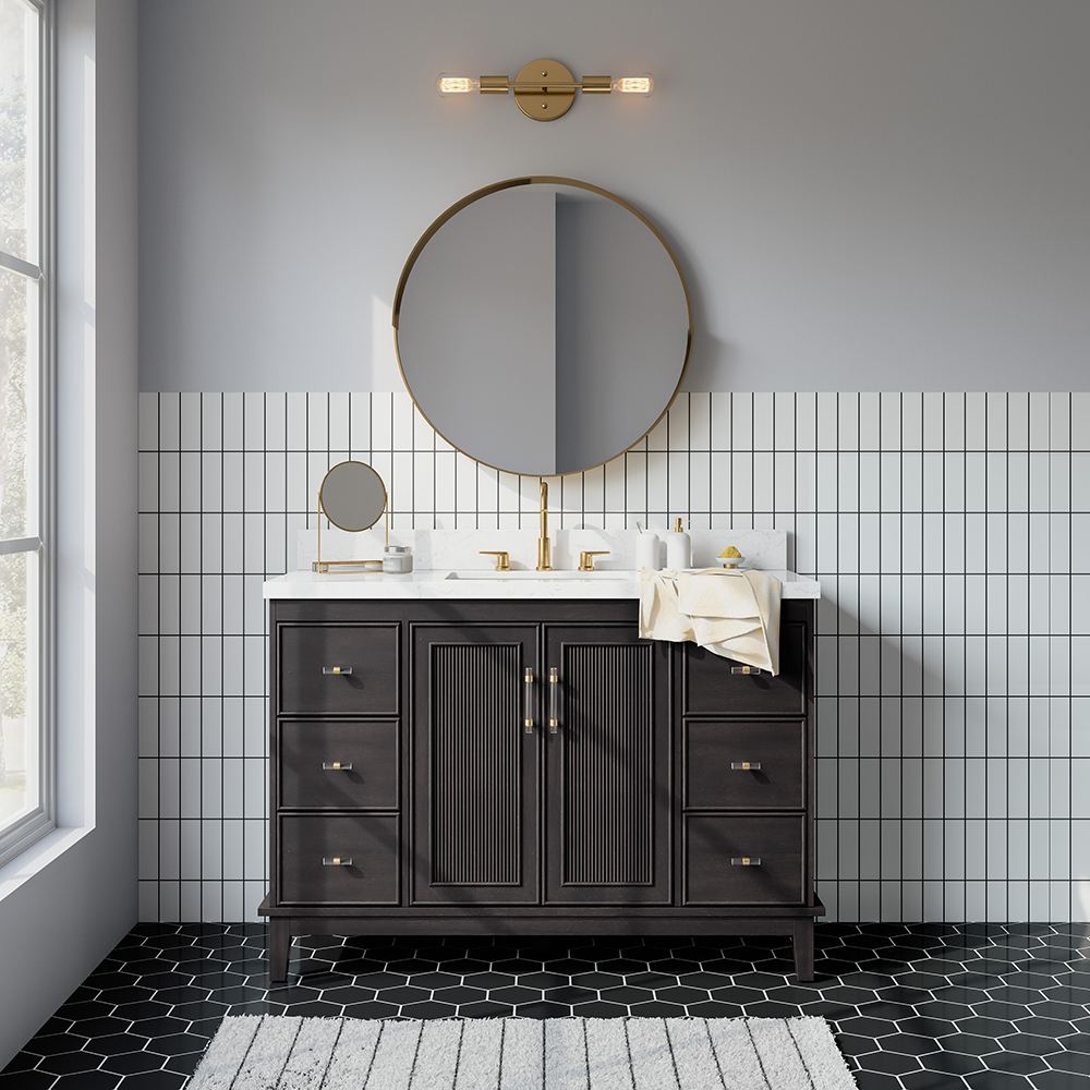 Oberman 48in Black Cherry Single Sink Bathroom Vanity | Whalen 