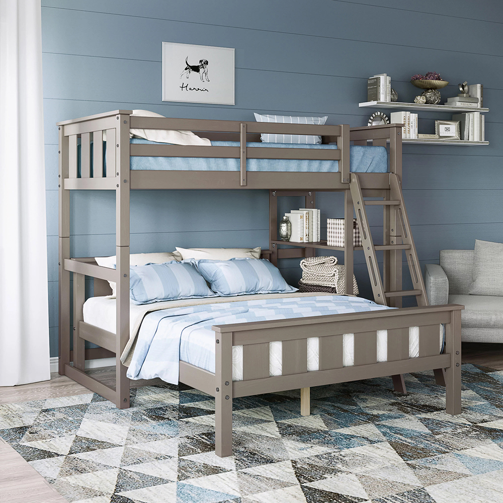 Kane Twin Gray Loft Bed With Bookshelf | Whalen Furniture