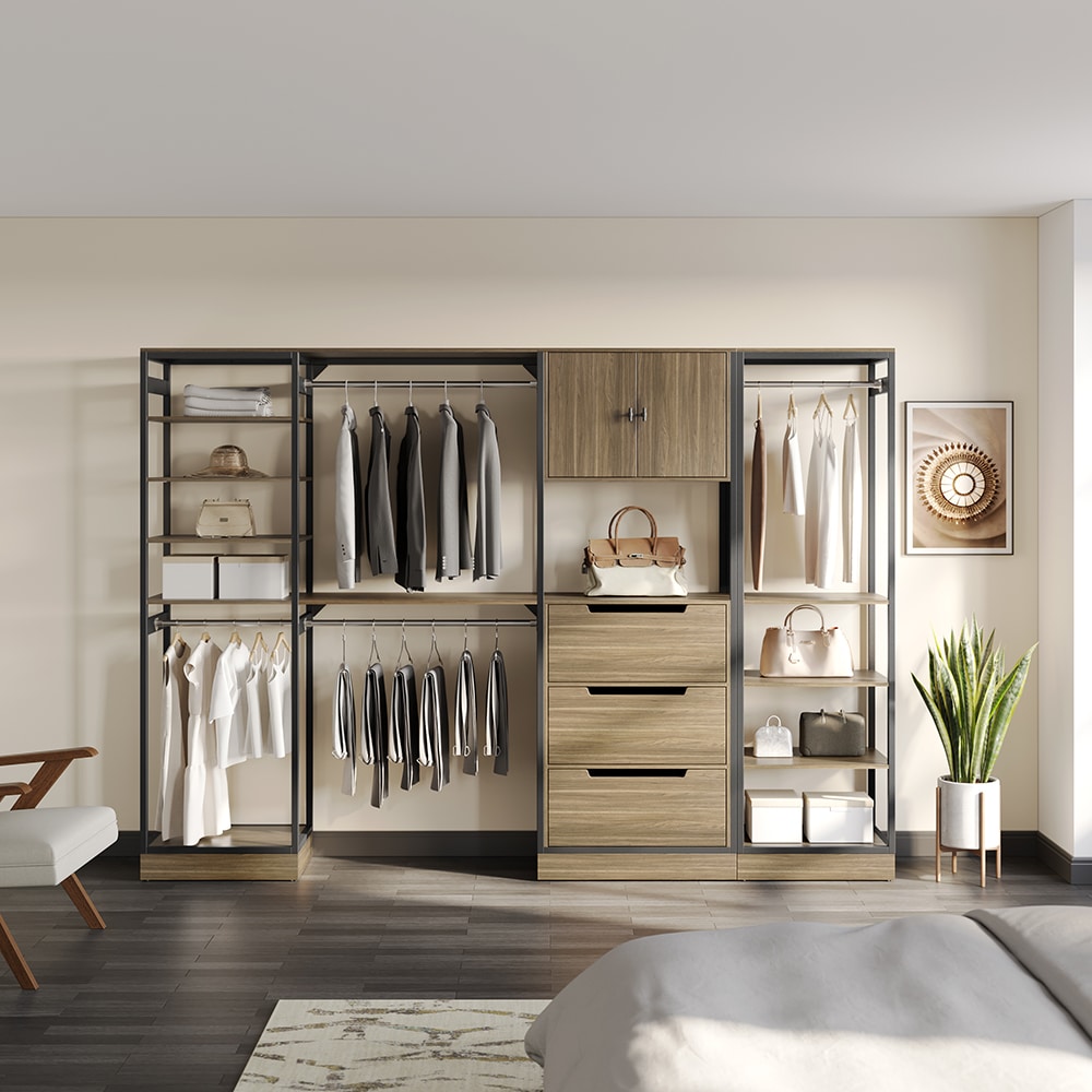 Bryant 36in Natural Walnut Closet Shelf Pole Combination | Whalen Furniture