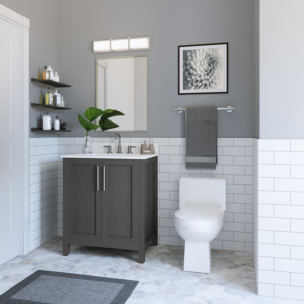 Sebastion 30in Gray Single Sink Bathroom Vanity | Whalen Furniture