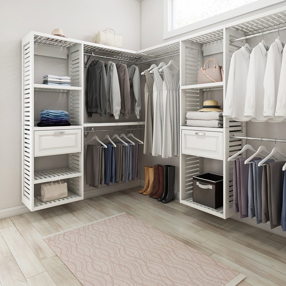 Ventilated White Wood Closet Kit | Whalen Furniture