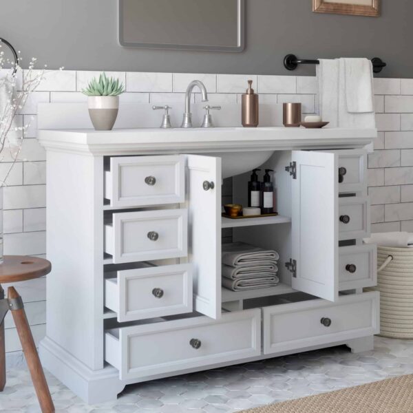 THMSVL48AVW-Amherst-White-Vanity-LF-Open-Cabinet-scaled