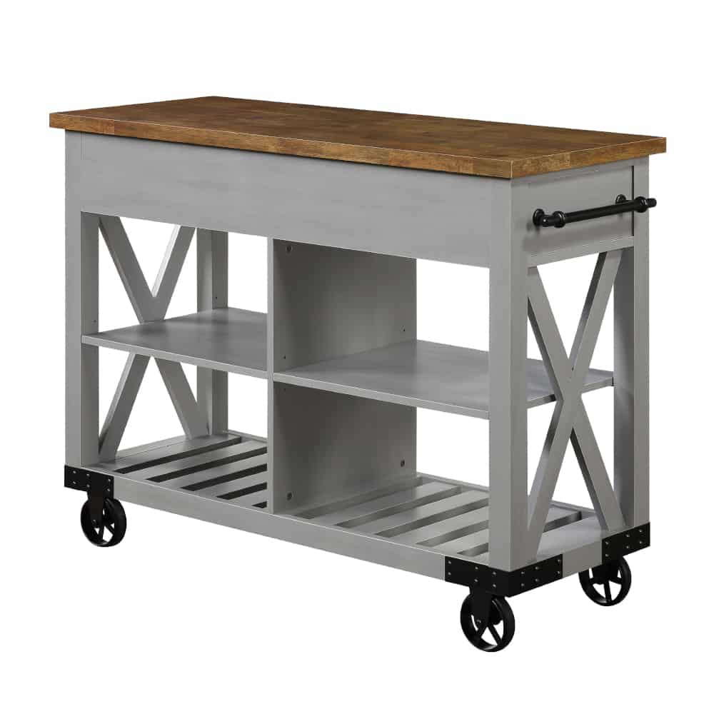 50in Modern Farmhouse Gray Kitchen Cart