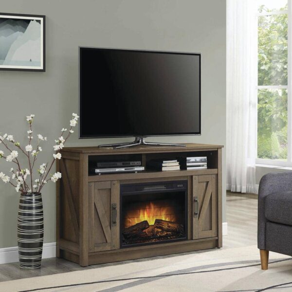 Farmstead 48in Aged Oak Electric Fireplace Entertainment Center 