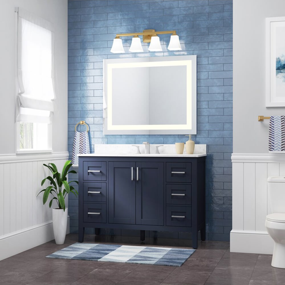Ellia 48in Navy Blue Single Sink Bathroom Vanity | Whalen Furniture