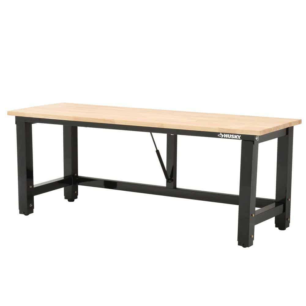 6 ft. Adjustable Height Solid Wood Top Workbench in Black for Ready to  Assemble Steel Garage Storage System